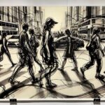 출근하는 사람들을 다큐멘터리 드로잉으로 표현