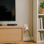 TV와 셋톱박스 대기전력이 남아있는 거실 풍경