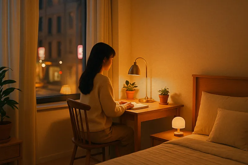 절전형 조명 있는 자취방 무드등 분위기 이미지