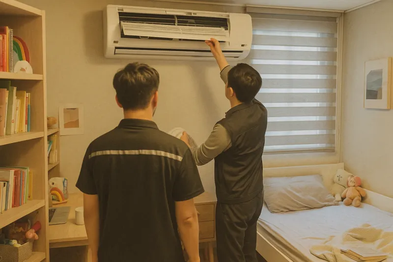 에어컨 점검 실사용 후기 상황 연출 장면