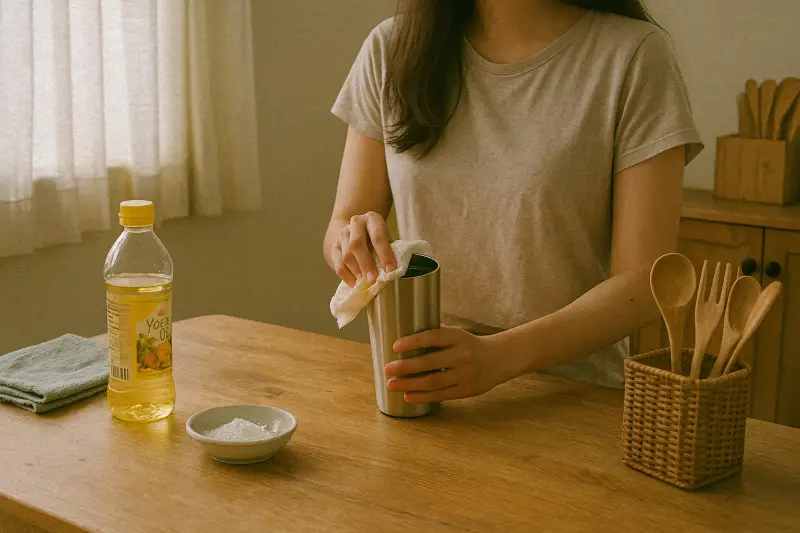 연마제 제거 식용유 키친타월 닦기