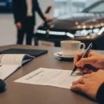 전기차 보조금 신청-전기차 계약 장면, EV car purchase contract scene