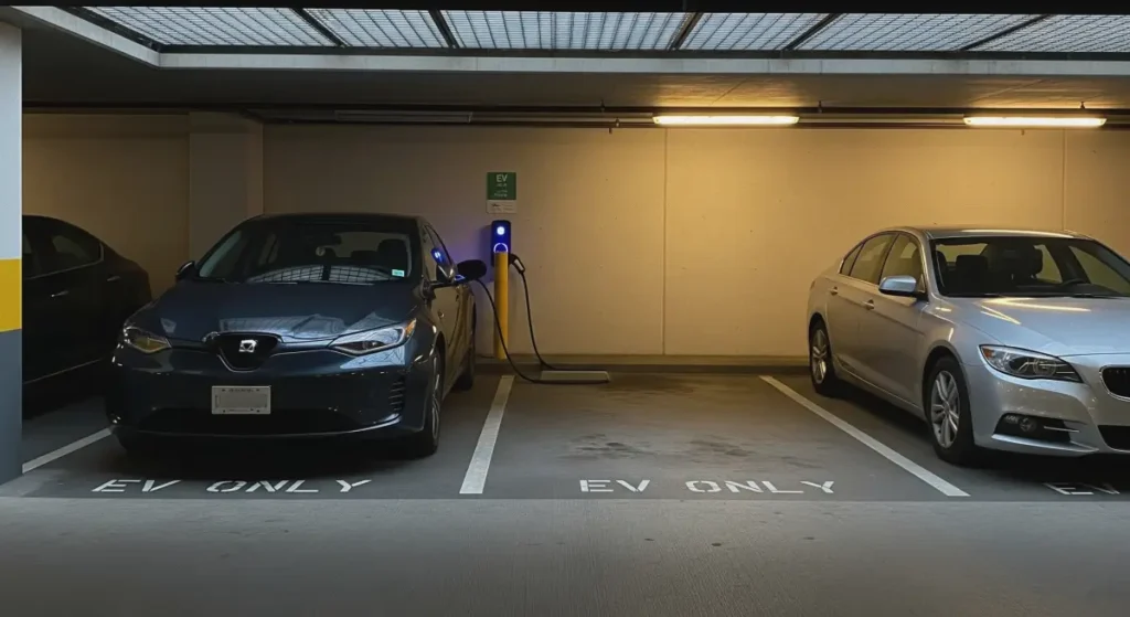 전기차 충전 혜택 장면, EV charging benefits scene