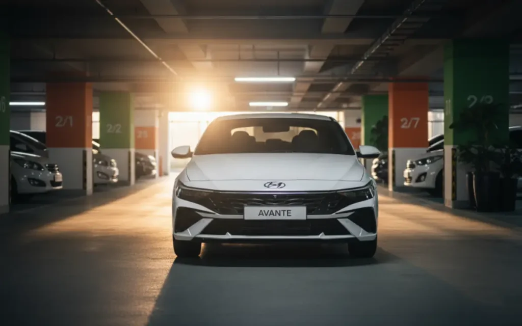 자동차 소모품 - 아반떼 CN7 차량 주자창에 세워진 모습