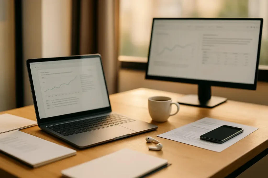 GPT-5와 ChatGPT로 업무 자동화와 생산성을 높이는 한국의 실제 사무실 책상 풍경