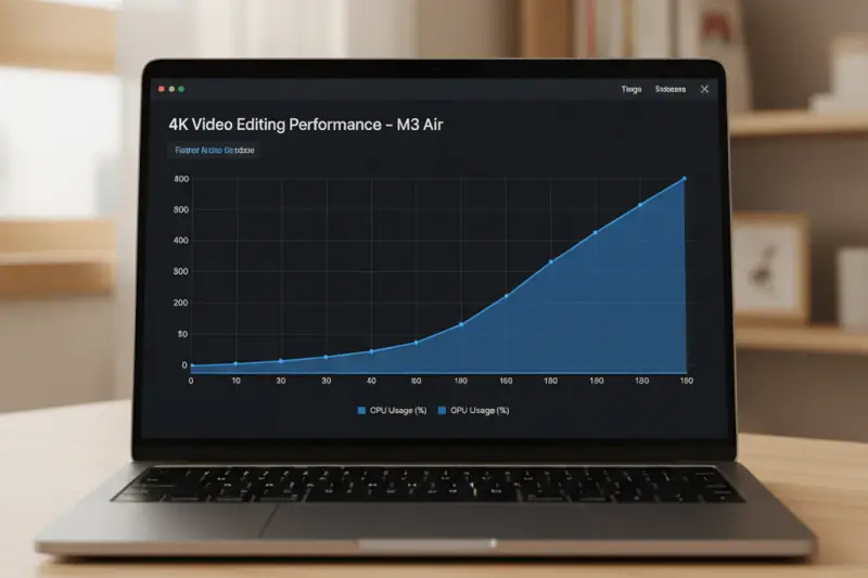 m3 맥북에어 - CPU/GPU 점유율 변화 그래프