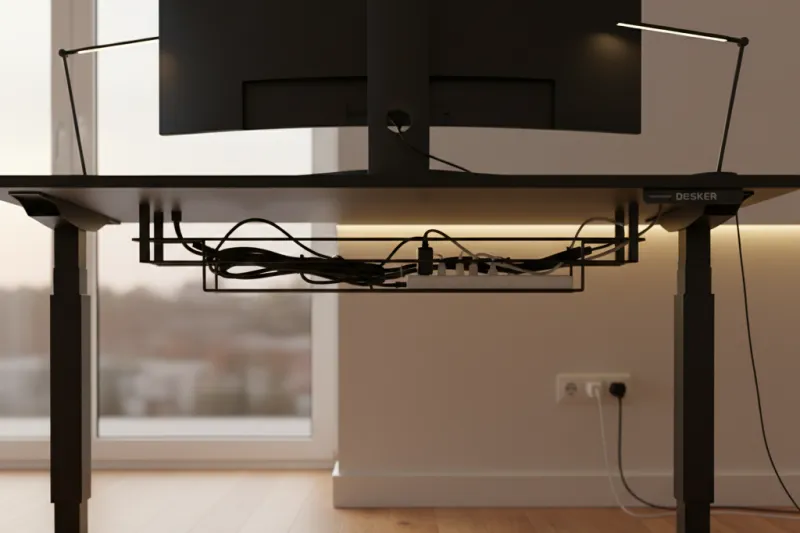 전선정리, 케이블트레이 설치, 데스크테리어 완성 장면