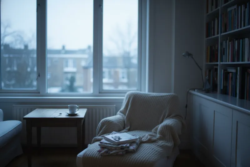 1인 가구 원룸의 따뜻하고 아늑한 겨울 아침 창가 풍경