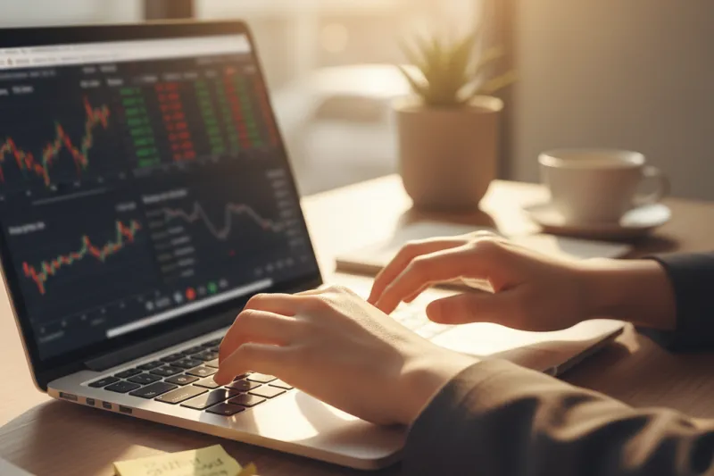 연말정산 미리보기를 통해 환급액을 긴급하게 확인하는 손과 노트북 화면