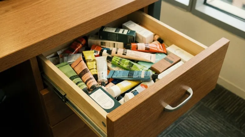 직장인 책상 서랍 속 안쓰는 핸드크림과 마니또 선물 재고