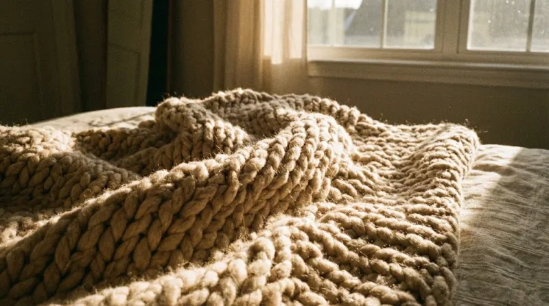 햇살이 비치는 포근한 겨울 담요 질감