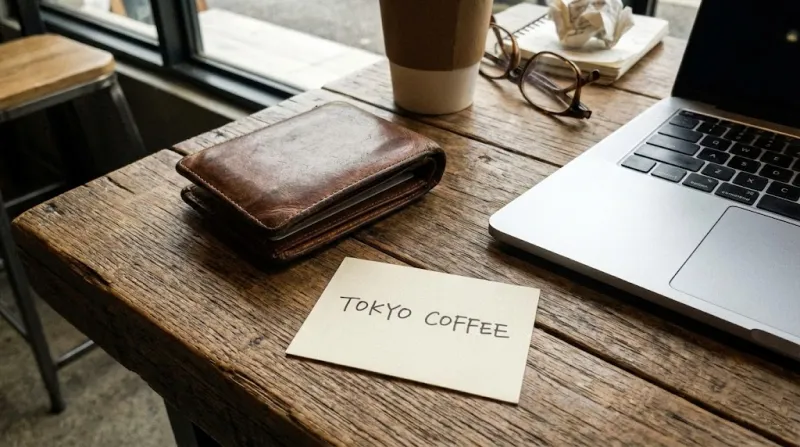 책상 위에 놓인 카드와 지갑의 현실적인 모습
