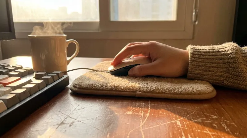 겨울철 사무실 필수템 온열 마우스패드 사용 모습