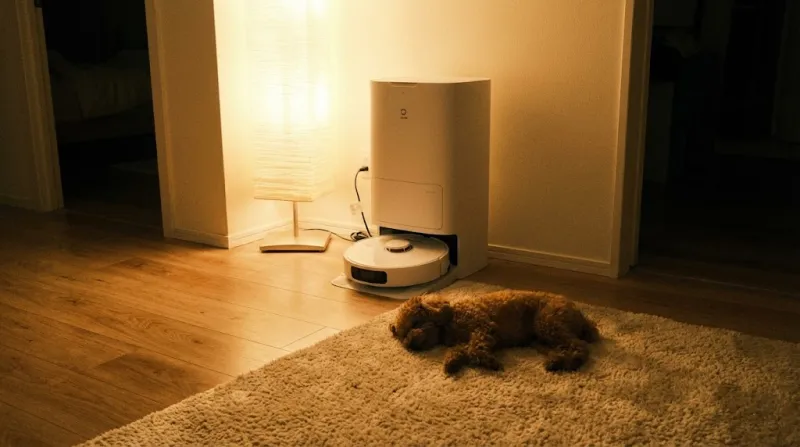 강아지 털 날림 해결을 위한 자동 비움 로봇청소기 스테이션