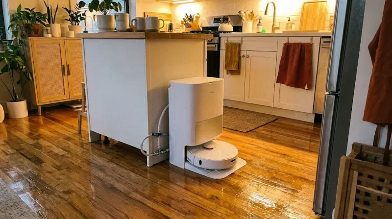 직배수 키트가 설치된 프리미엄 물걸레 로봇청소기