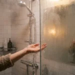 무타공 욕실 온풍기 설치전 - 추운 겨울 욕실 샤워기 온도 체크