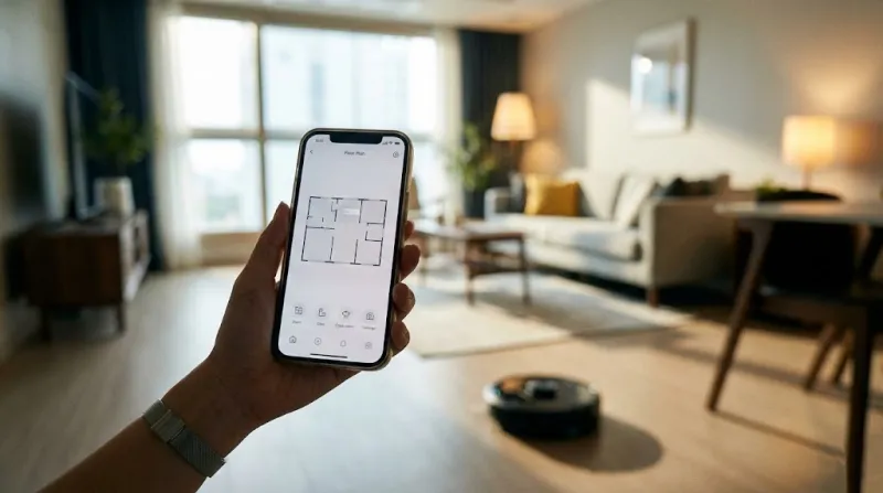 스마트폰 앱으로 로봇청소기 매핑 구역 지정 청소 설정