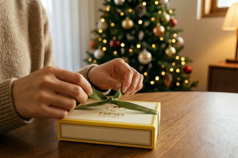 산타마리아노벨라 왁스 타블렛 선물 언박싱 리본