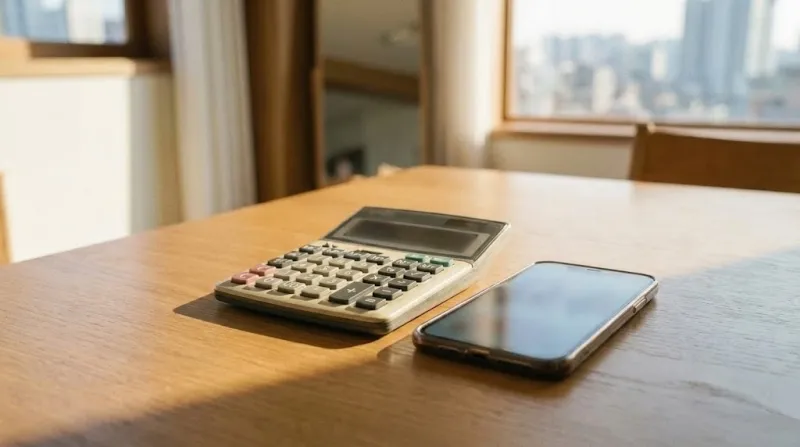 공제율 계산을 위한 계산기와 스마트폰