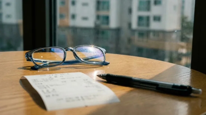 안경 구입비 소득공제와 월세 세액공제를 위한 영수증과 안경 오브제