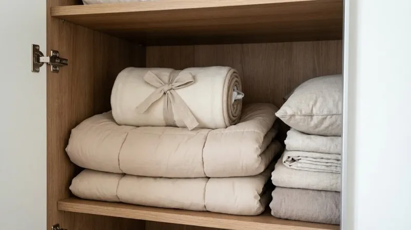 둥글게 말아서 보관 중인 전기장판