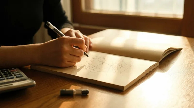 가계부에 지출 내역을 손글씨로 정리하는 모습