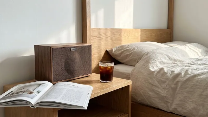 제네바 스피커 S 화이트 우드톤 침실 인테리어