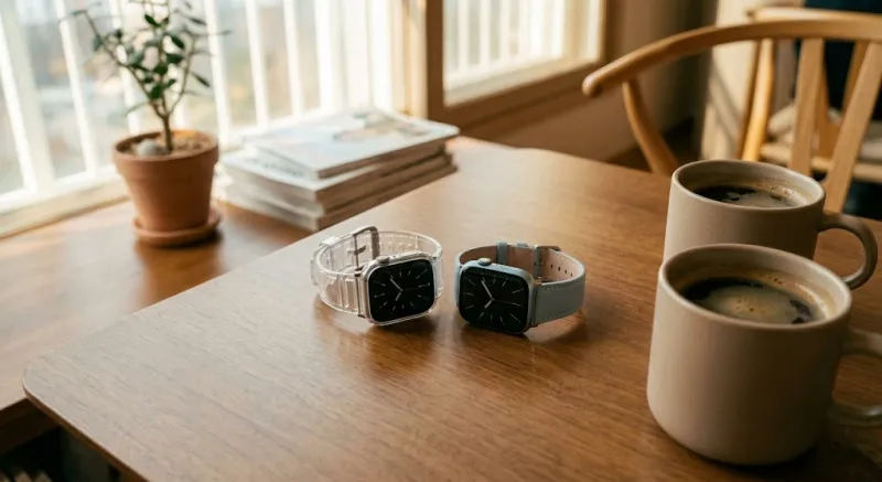 기분 전환용 커플 스마트워치 투명 스트랩과 파스텔 가죽 밴드