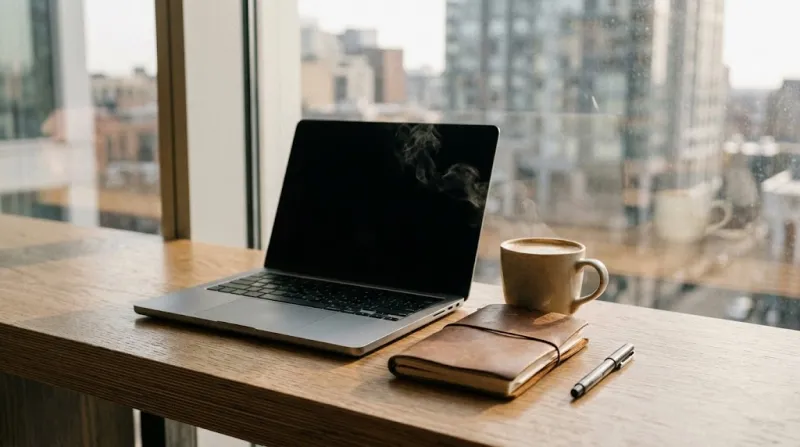 챗GPT 엑셀 자동화 활용을 위한 노트북과 커피가 있는 일상 풍경