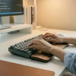 저소음 기계식 키보드 추천 - 키크론 K8 원목 팜레스트 데스크테리어 세팅