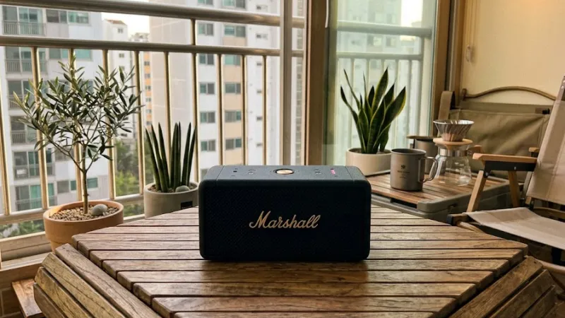 마샬 엠버튼3 블루투스 스피커 캠핑 테이블 세팅
