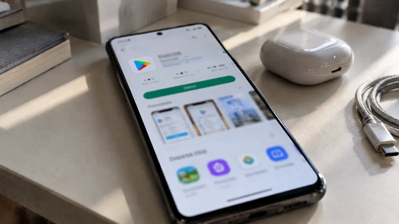 Gemini Google Play - Gemini에서 찾은 앱의 Google Play 설치 페이지를 확인하는 안드로이드 스마트폰